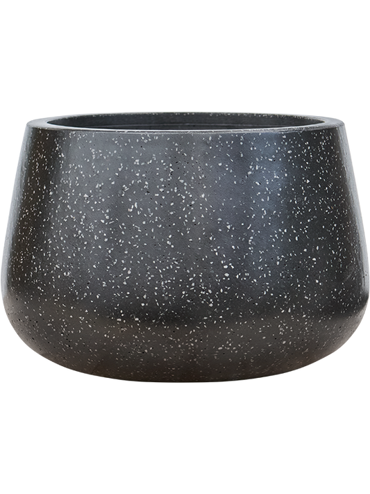Baq Terrazzo Plant Pot 24cm Height 27cm Dia Darcy Low Black