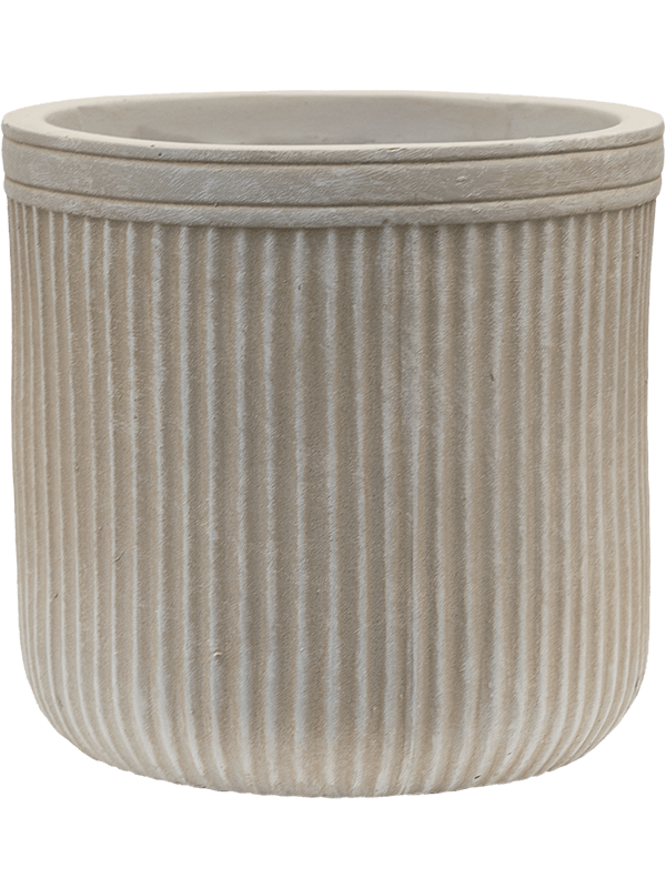 Baq Vertical Rib Plant Pot 24cm Height 19cm Dia Cylinder Beige