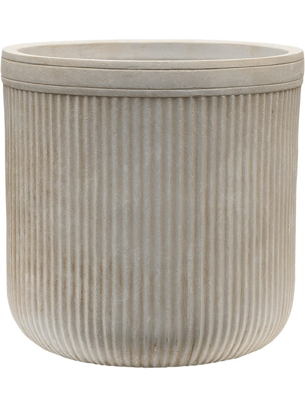 Baq Vertical Rib Plant Pot 31cm Height 26cm Dia Cylinder Beige