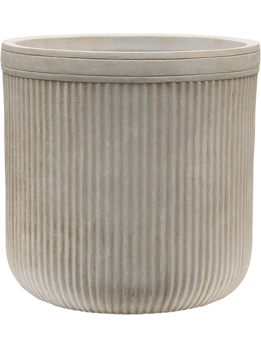 Baq Vertical Rib Plant Pot 31cm Height 26cm Dia Cylinder Beige