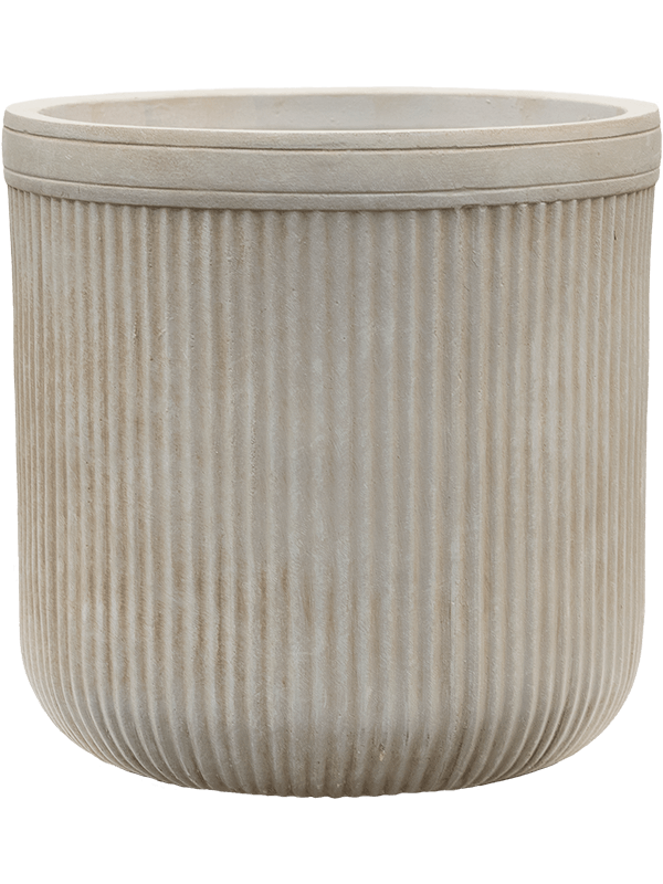 Baq Vertical Rib Plant Pot 40cm Height 36cm Dia Cylinder Beige