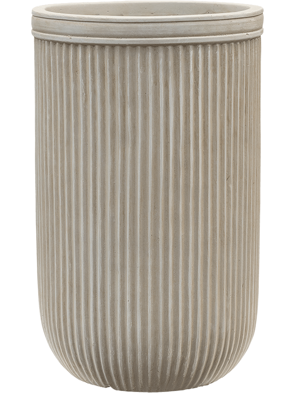 Baq Vertical Rib Plant Pot 47cm Height 26cm Dia Cylinder Beige