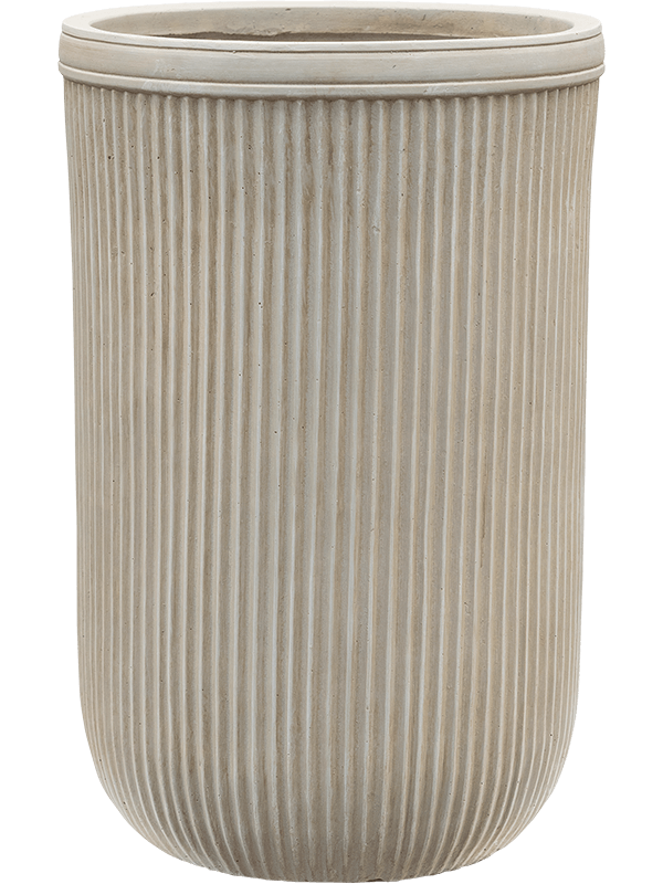 Baq Vertical Rib Plant Pot 57cm Height 33cm Dia Cylinder Beige