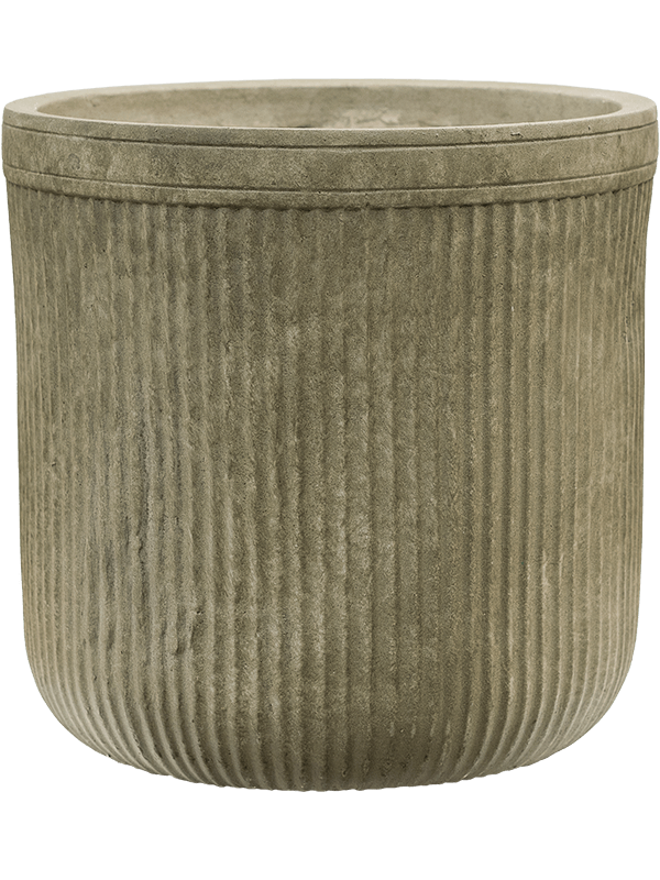 Baq Vertical Rib Plant Pot 31cm Height 26cm Dia Cylinder Green