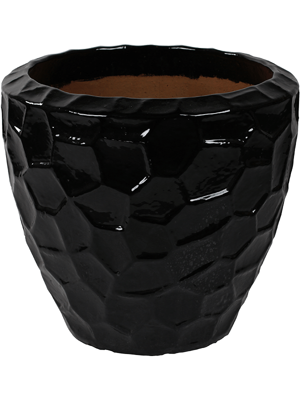 Cascara Plant Pot 50cm Height 45cm Dia Couple Relief Black Shiny