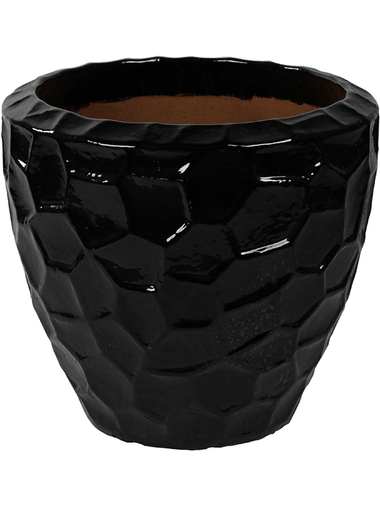 Cascara Plant Pot 50cm Height 45cm Dia Couple Relief Black Shiny