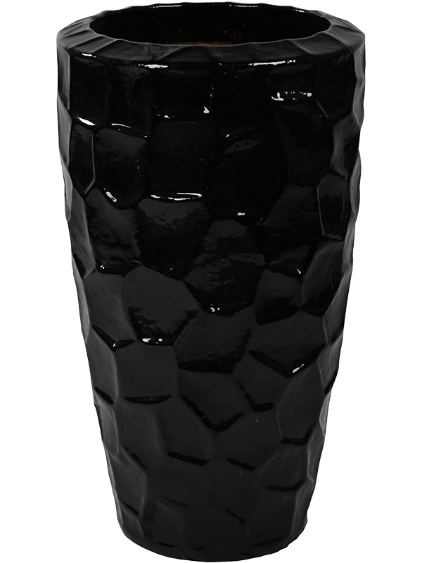 Cascara Plant Pot 75cm Height 34cm Dia Partner Relief Black Shiny