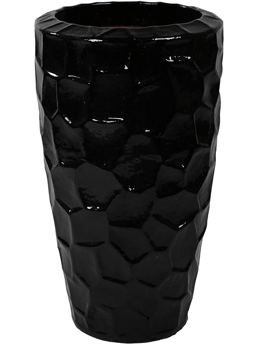 Cascara Plant Pot 75cm Height 34cm Dia Partner Relief Black Shiny