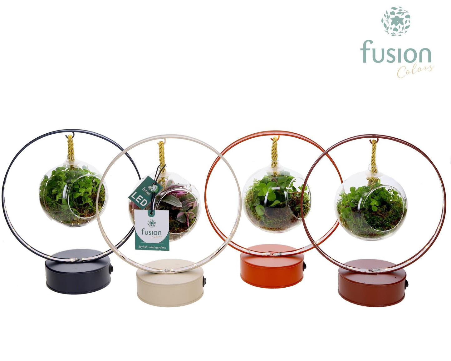 LED planter zink boog met groene planten 25cm 20cm Pot