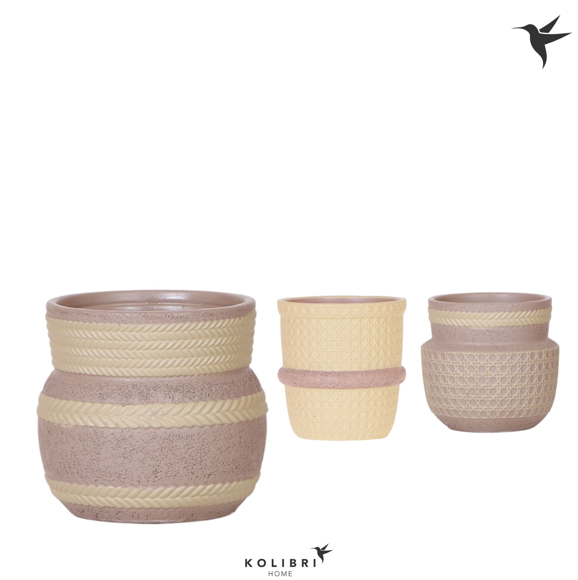 OK Plant Kolibri Home Ethnic pot khaki mix Pack of 6