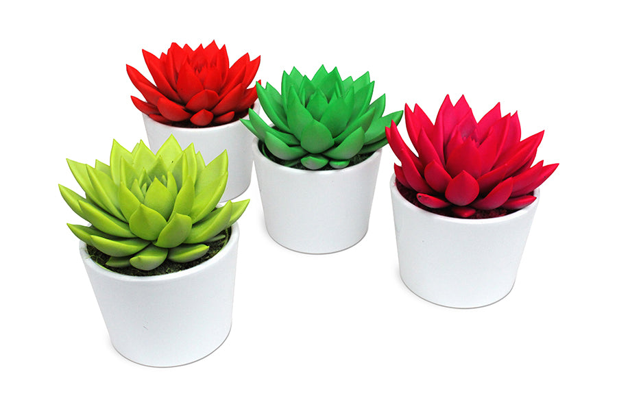 Miranda coloured neon in Lina white ceramics 12cm 12cm Pot