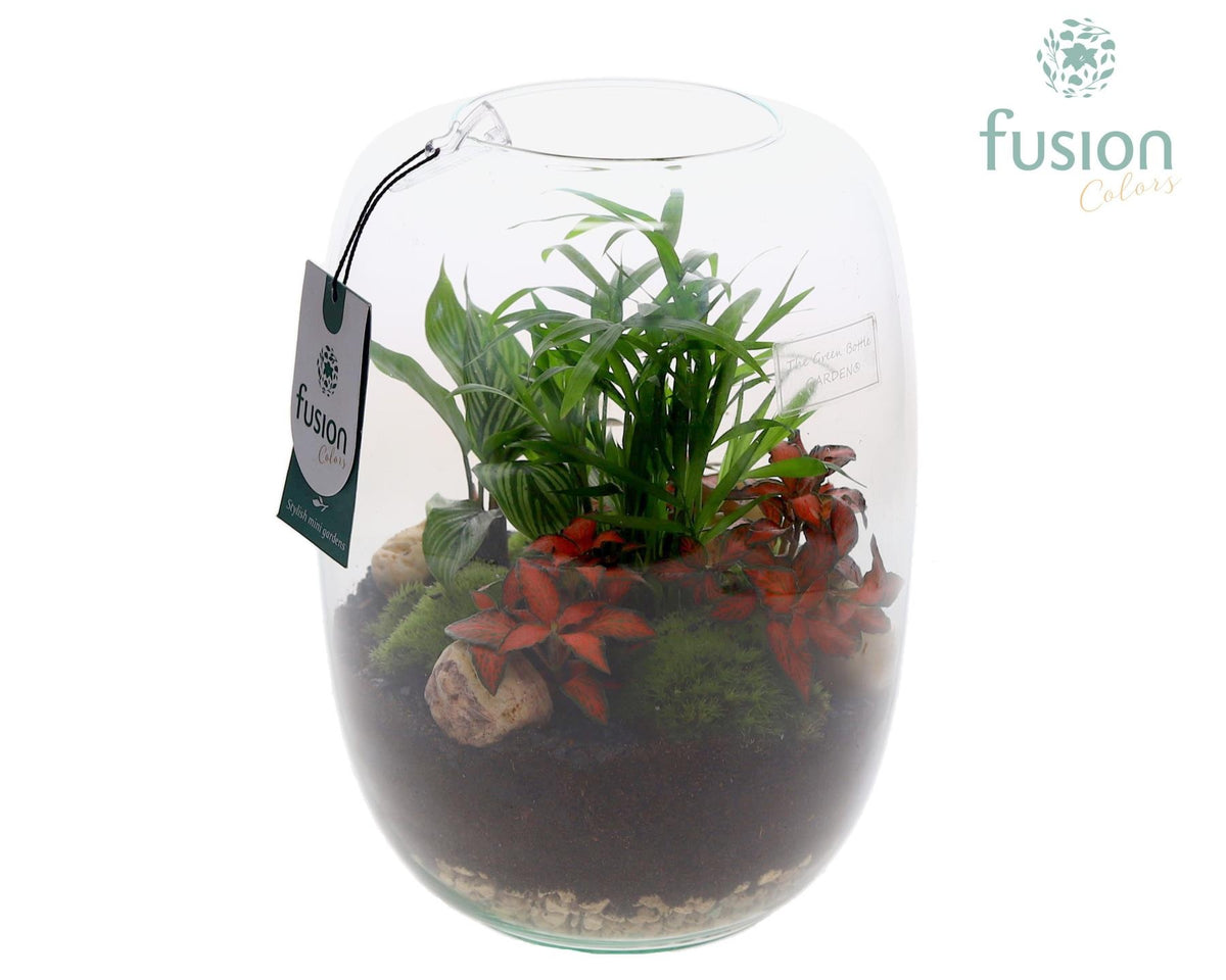 Green Bottle Isabella Large met arrangement 3pp 25cm 19cm Pot