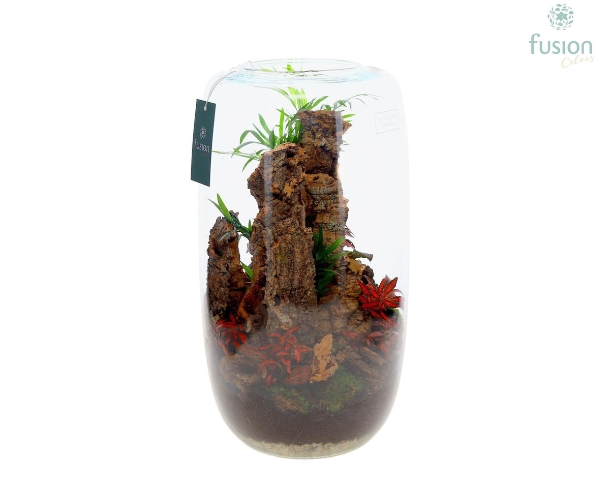 Green Bottle Isabella XXLarge met arrangement 43cm 23cm Pot
