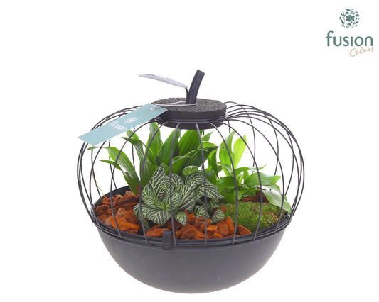 Metaal appel zwart Large met arrangement 25cm 23cm Pot