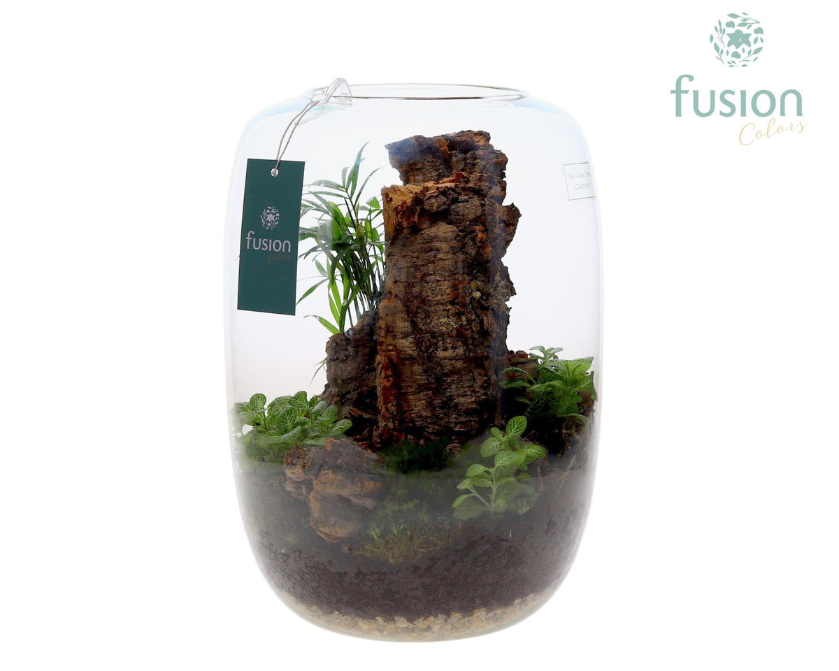 Green Bottle Isabella XLarge met Arrangement 29cm 23cm Pot