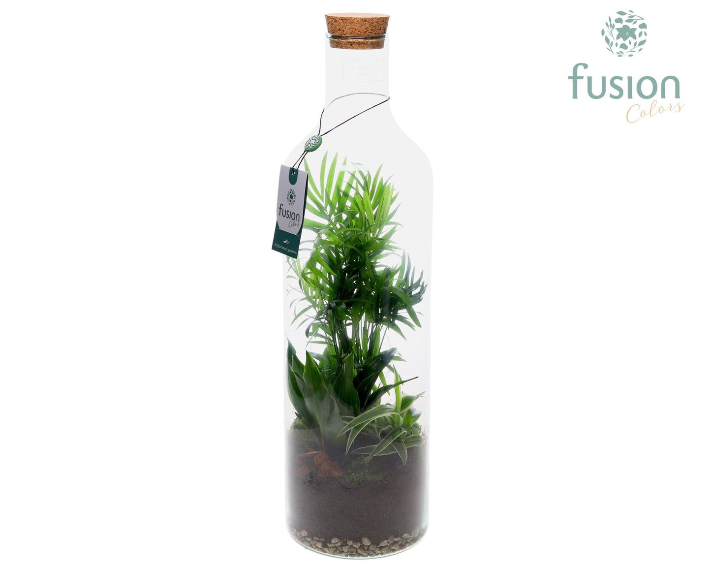 Green Bottle Fles Large met Arrangement 55cm 15cm Pot