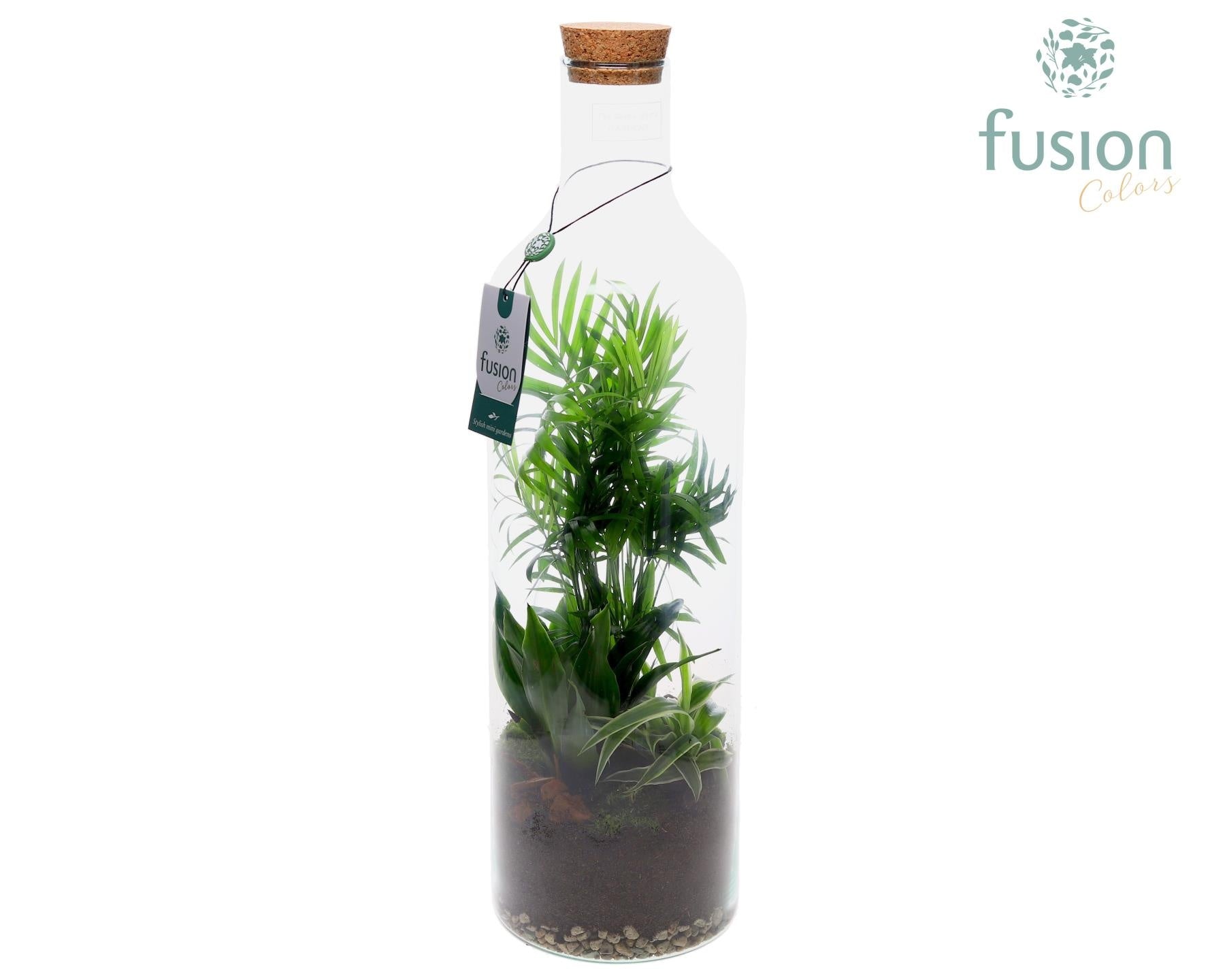 Green Bottle Fles Large met Arrangement 55cm 15cm Pot