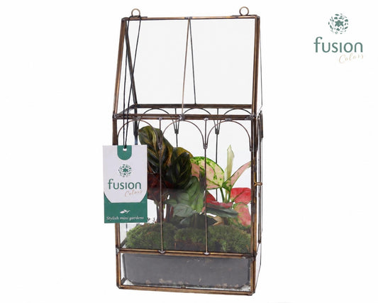 Geometrisch Huis planter Small met arrangement 29cm 15cm Pot