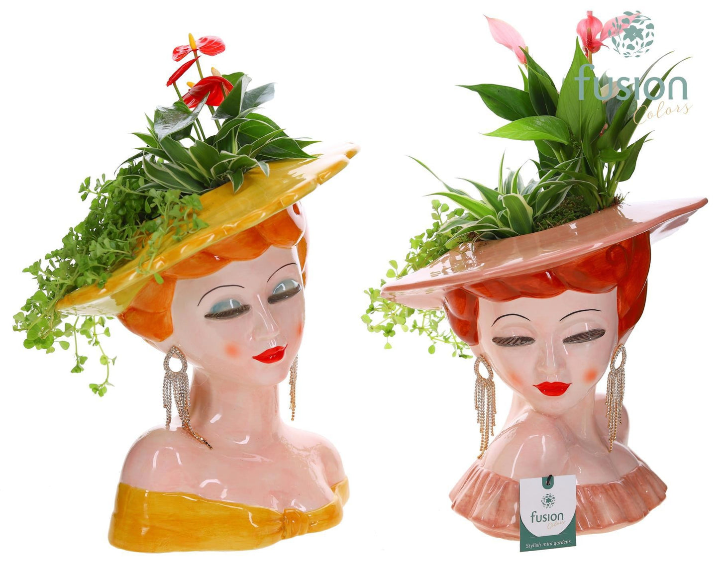 Keramiek Dames vase met Arrangement 43cm 29cm Pot