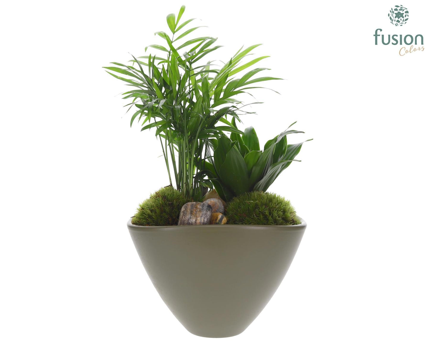 Fusioncolors BV Keramiek bootpot groen met arrangement 2pp Pack of 4