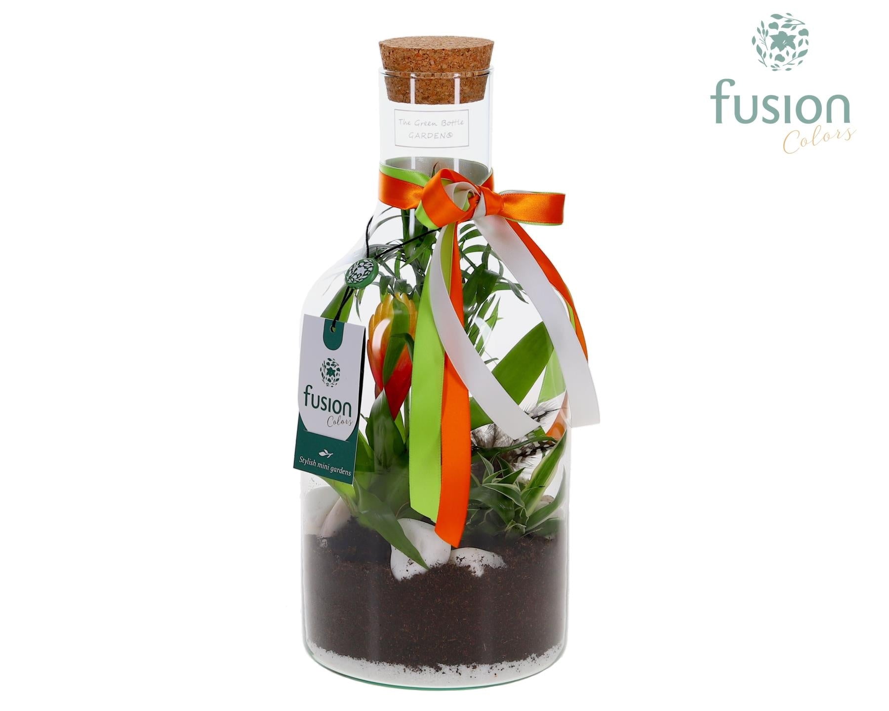 Green Bottle Fles Small met Pasen arrangement 35cm 15cm Pot