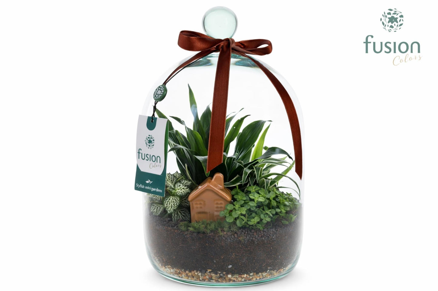 Green Bottle Novella Medium met arrangement 29cm 19cm Pot