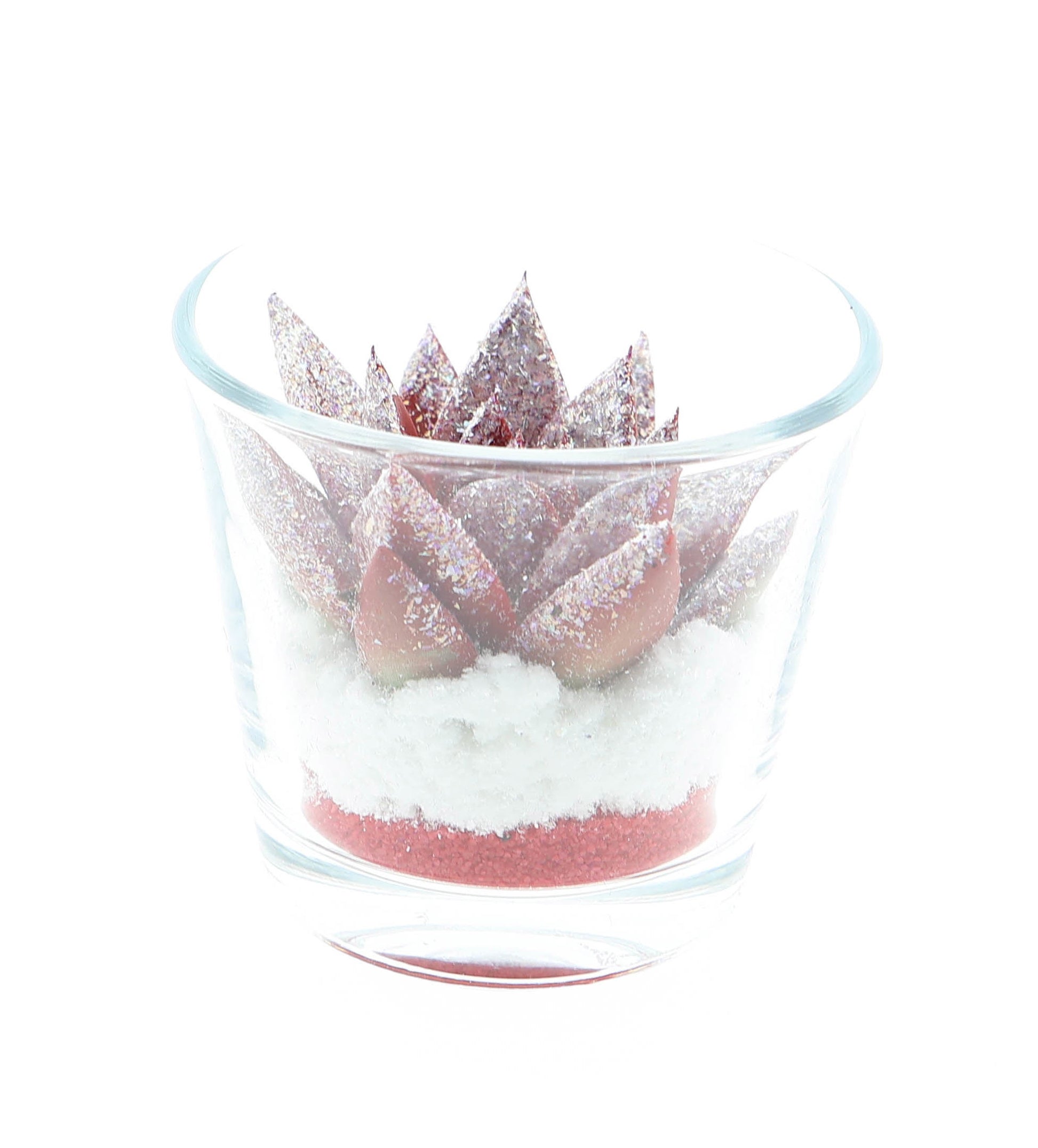 Miranda rood + glitter in glas 8cm 6cm Pot