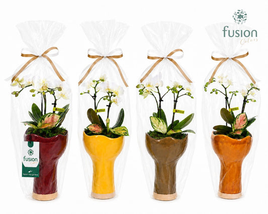 Keramiek vaas met arrangement 43cm 13cm Pot