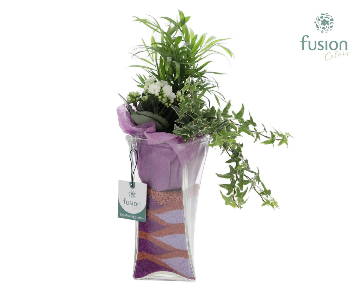 Glas Twistervaas met Arrangement 3pp 43cm 10cm Pot