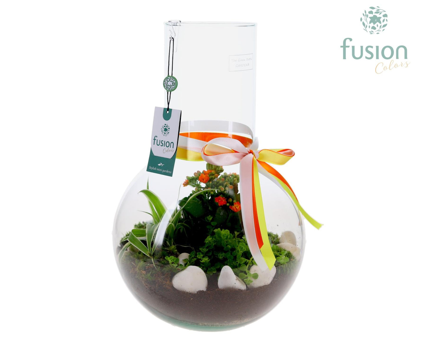 Green Bottle Suzanne Large met Grootmoederdag arrangement 43cm 26cm Pot