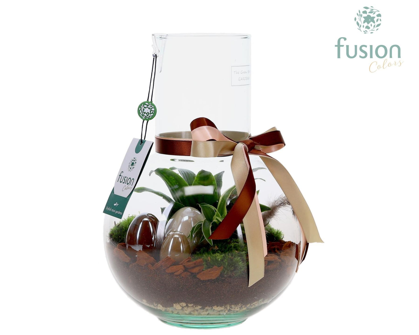 Green Bottle Suzanne Medium met Pasen arrangement 29cm 21cm Pot