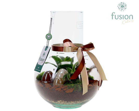 Green Bottle Suzanne Medium met Pasen arrangement 29cm 21cm Pot