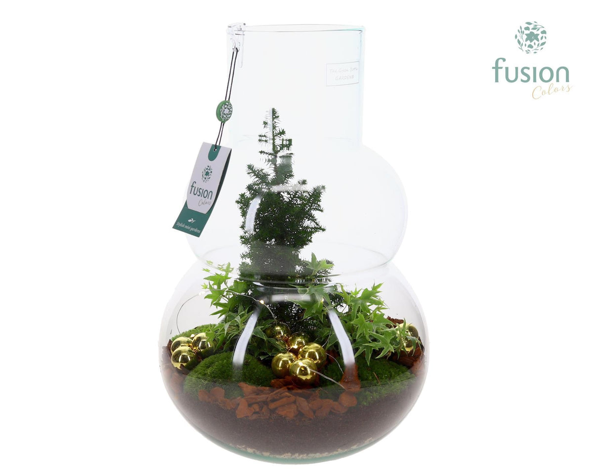Green Bottle Olaf Large met Kerst arrangement 43cm 26cm Pot