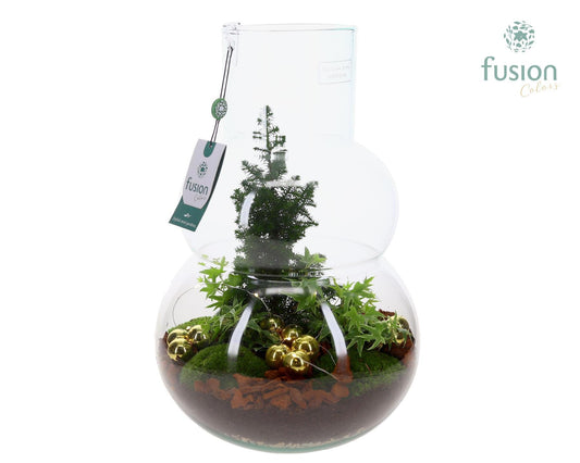 Green Bottle Olaf Large met Kerst arrangement 43cm 26cm Pot
