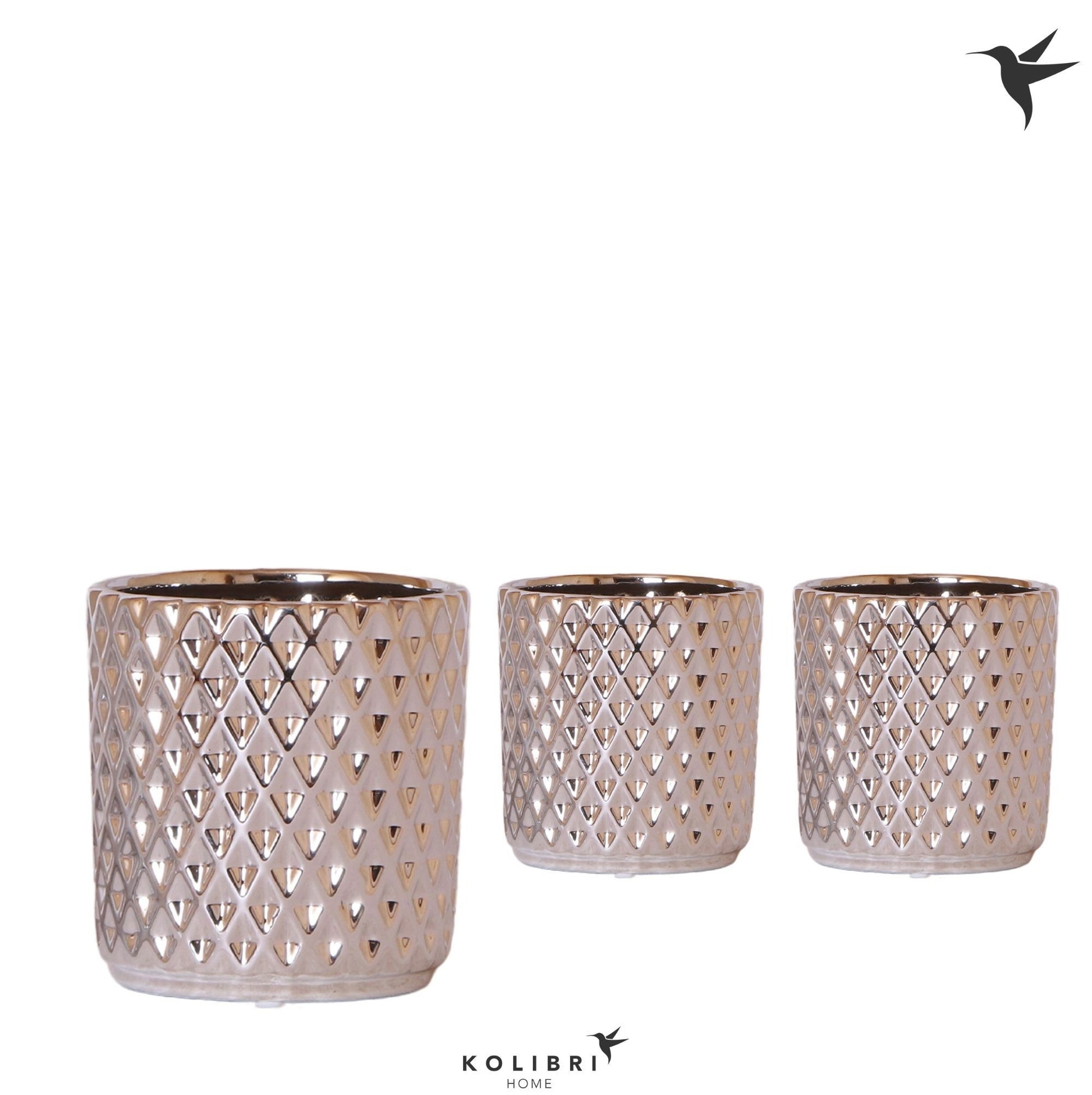 OK Plant Kolibri Home Diamond pot silver Pack of 8