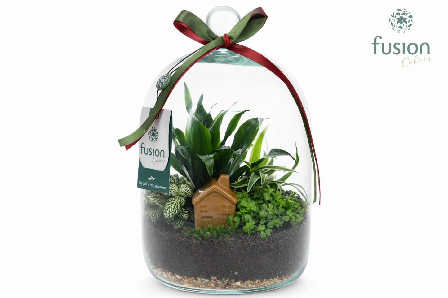 Green BottleNovella Medium met arrangement 29cm 19cm Pot