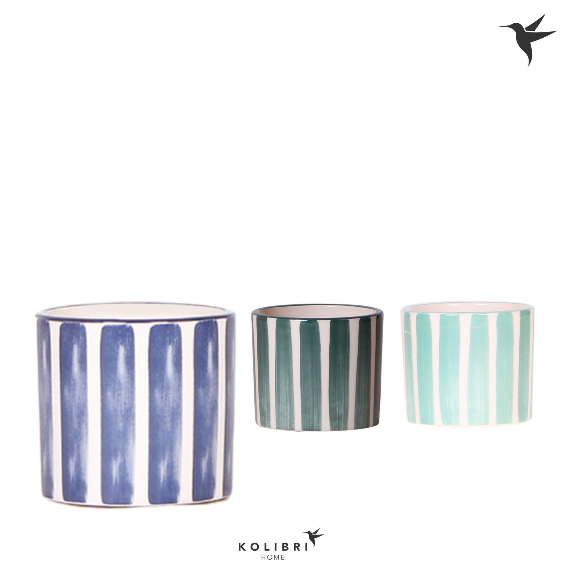 Kolibri Home Painted Stripe pot blue mix 6cm 6cm Pot