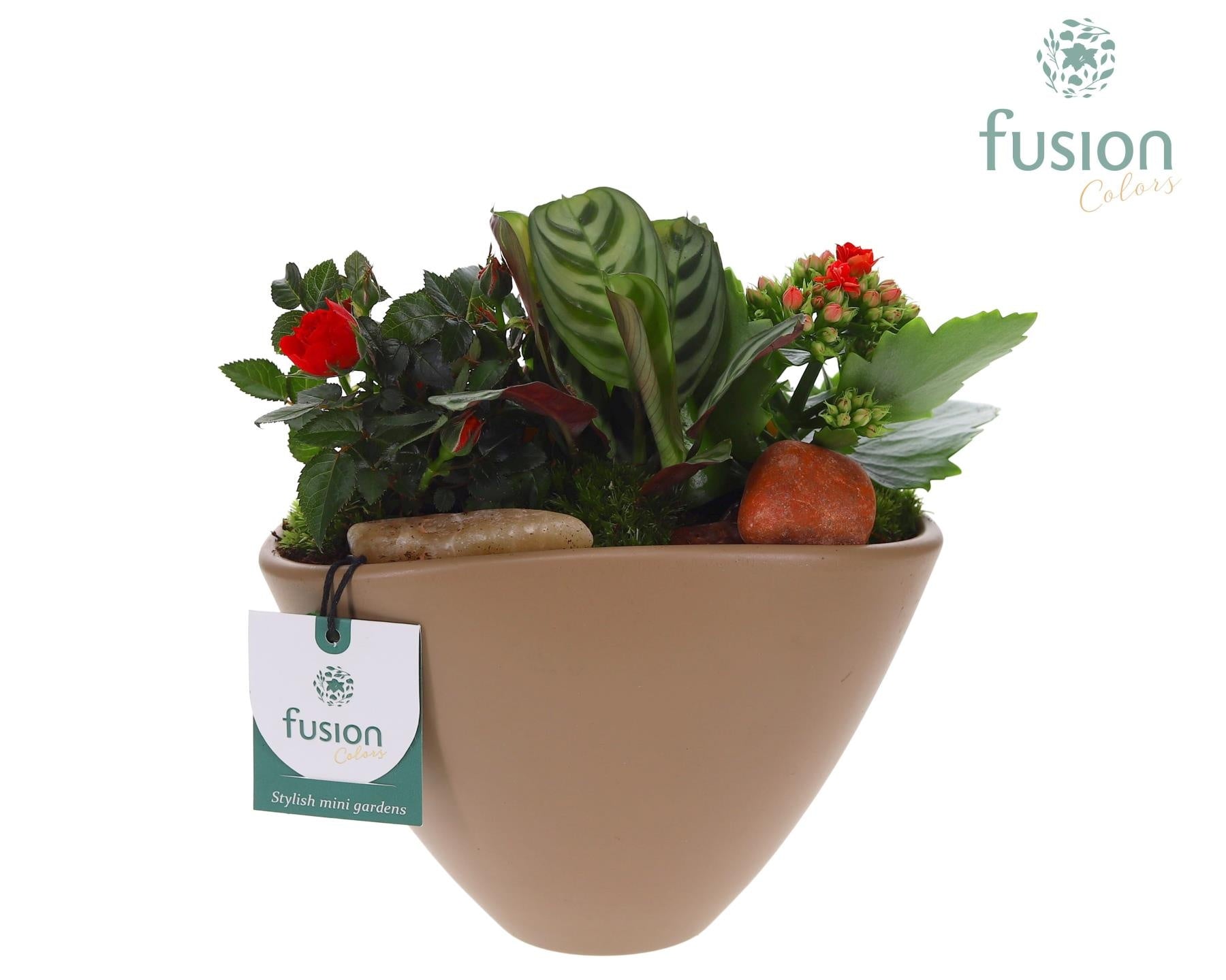 Pot keramiek Oval Medium beige Love met arrangement 20cm 18cm Pot