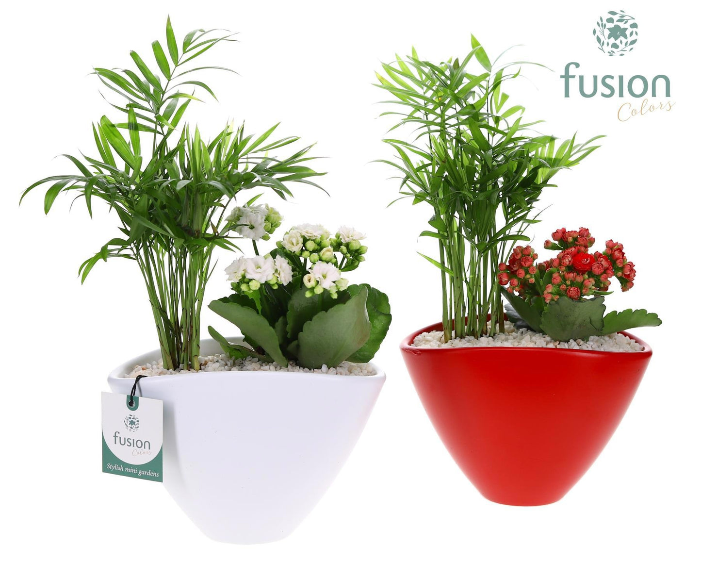Pot keramiek Oval Small wit en rood met arrangement 35cm 19cm Pot