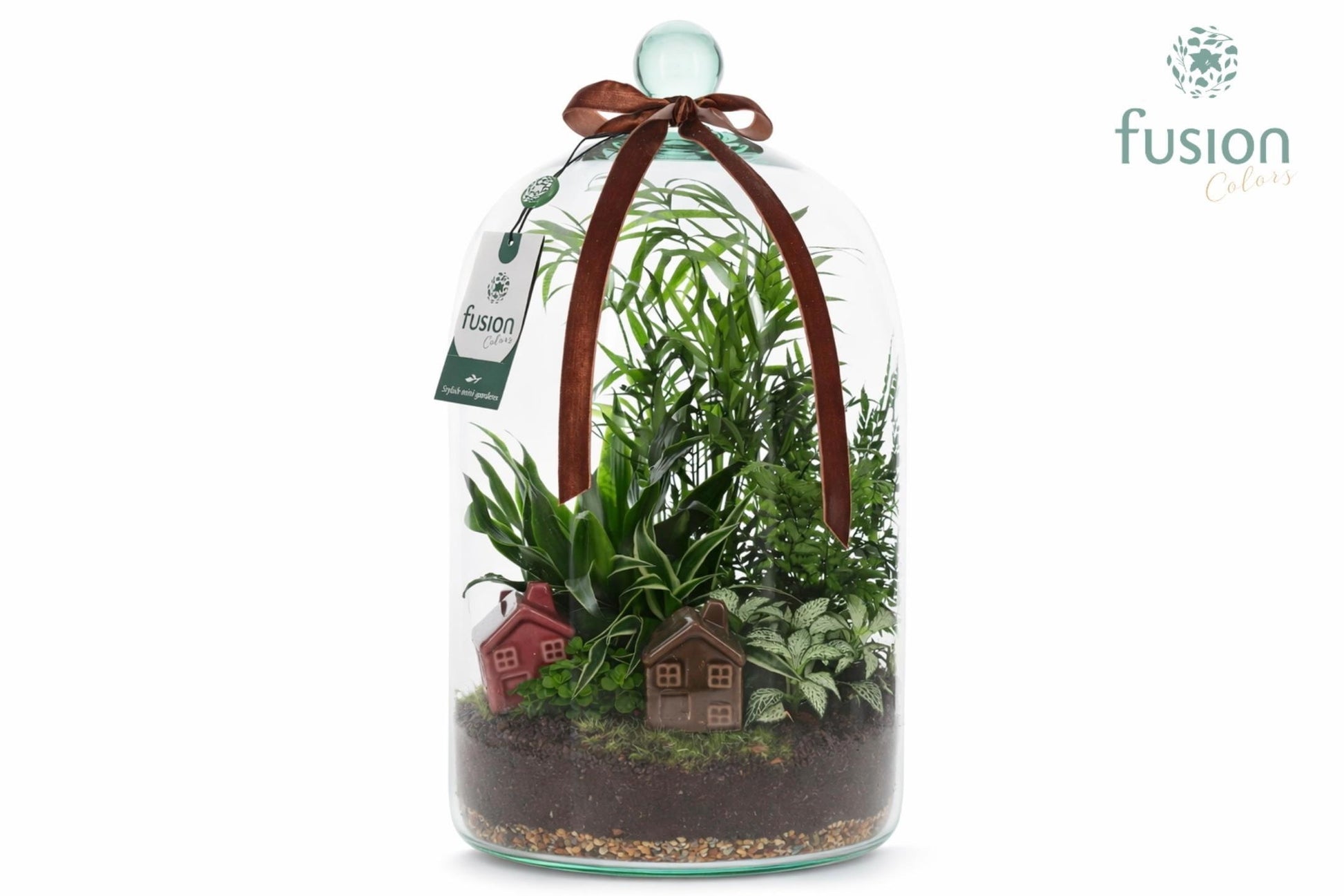 Green Bottle Novella Large met arrangement 43cm 19cm Pot