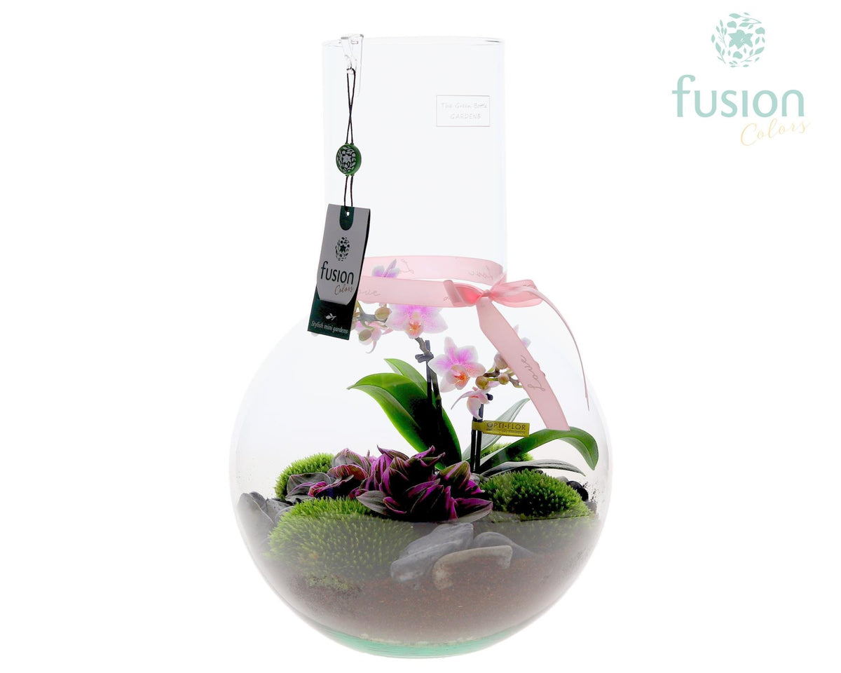 Green Bottle Suzanne Large met Moederdag arrangement 43cm 26cm Pot
